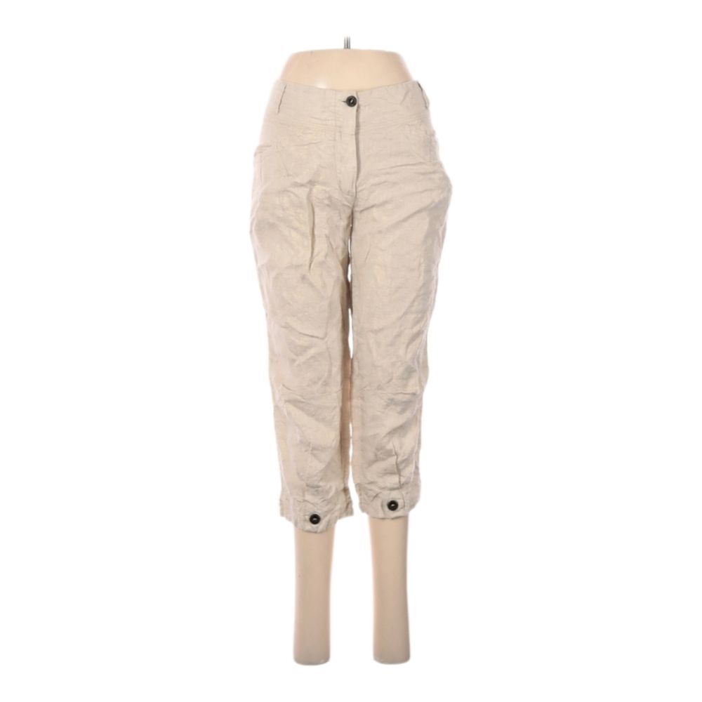 Jane & John 100% Linen‎ Capri Pants Size 6 Light Khaki Tan Gold Iridescent Shine